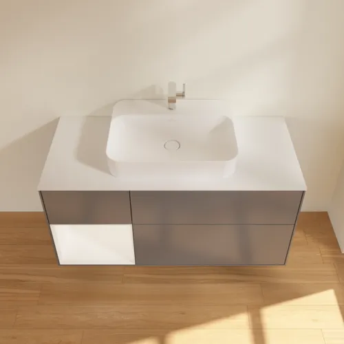 VILLEROY BOCH Toaletní skříňka Finion, s osvětlením, 3 výsuvy, 1200 x 603 x 501 mm, antracitový matný lak / bílý matný lak / bílé matné sklo #F411MTGK, obrázek 5