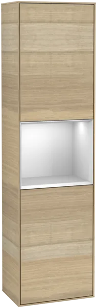 VILLEROY BOCH Vysoká skříňka Finion, s osvětlením, 2 dveře, 418 x 1516 x 270 mm, dubová dýha / bílý matný lak #F470MTPC