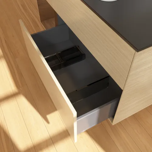 VILLEROY BOCH Toaletní stolek Finion, s osvětlením, 3 výsuvy, 1200 x 603 x 501 mm, dubová dýha / ořechová dýha / sklo černé matné #F412GNPC, obrázek 7