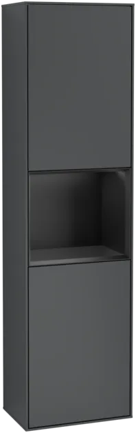 VILLEROY BOCH Vysoká skříňka Finion, s osvětlením, 2 dveře, 418 x 1516 x 270 mm, Midnight Blue Matt Lacquer / Black Matt Lacquer #F470PDHG
