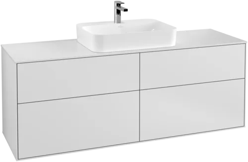 VILLEROY BOCH Toaletní skříňka Finion, 4 výsuvy, 1600 x 603 x 501 mm, bílý matný lak / sklo bílé matné #F44100MT, obrázek 1