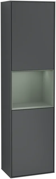 VILLEROY BOCH Vysoká skříňka Finion, s osvětlením, 2 dveře, 418 x 1516 x 270 mm, Midnight Blue Matt Lacquer / Olive Matt Lacquer #F460GMHG