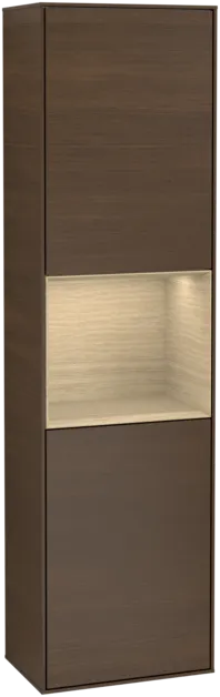 VILLEROY BOCH Vysoká skříňka Finion, s osvětlením, 2 dveře, 418 x 1516 x 270 mm, ořechová dýha / dubová dýha #F460PCGN