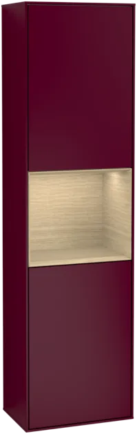 VILLEROY BOCH Vysoká skříňka Finion, s osvětlením, 2 dveře, 418 x 1516 x 270 mm, matný lak Peony / dubová dýha #F460PCHB