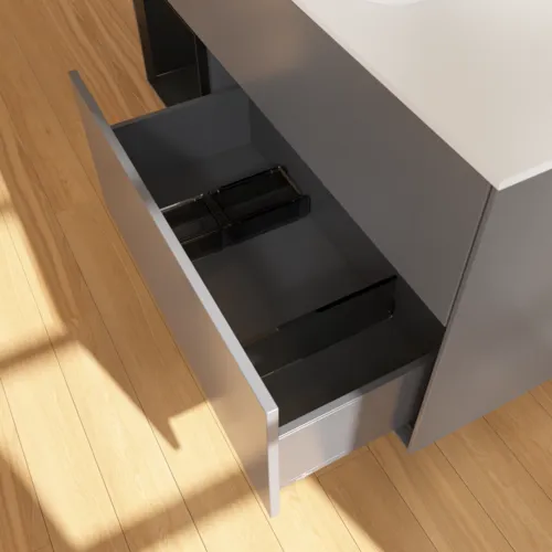 VILLEROY BOCH Toaletní skříňka Finion, s osvětlením, 3 výsuvy, 1200 x 603 x 501 mm, antracitový matný lak / černý matný lak / bílé matné sklo #F411PDGK, obrázek 7