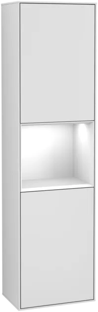 VILLEROY BOCH Vysoká skříňka Finion, s osvětlením, 2 dveře, 418 x 1516 x 270 mm, bílý matný lak / bílý lesklý lak #F470GFMT