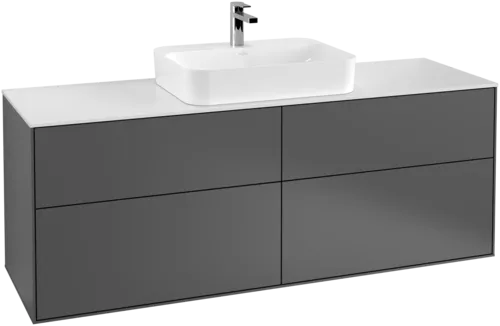 VILLEROY BOCH Toaletní skříňka Finion, 4 výsuvy, 1600 x 603 x 501 mm, antracit matný lak / sklo bílé matné #F44100GK