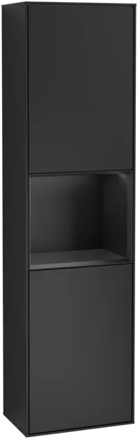 VILLEROY BOCH Vysoká skříňka Finion, s osvětlením, 2 dveře, 418 x 1516 x 270 mm, černý matný lak / černý matný lak #F470PDPD