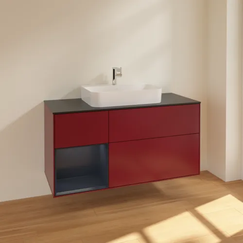 VILLEROY BOCH Toaletní skříňka Finion, s osvětlením, 3 výsuvy, 1200 x 603 x 501 mm, Peony Matt Lacquer / Midnight Blue Matt Lacquer / Glass Black Matt #F412HGHB, obrázek 2