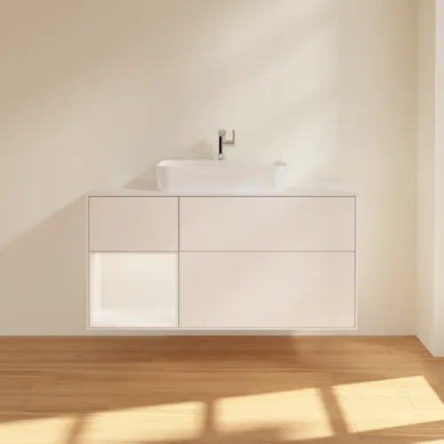 VILLEROY BOCH Toaletní skříňka Finion, s osvětlením, 3 výsuvy, 1200 x 603 x 501 mm, bílý matný lak / bílý matný lak / sklo bílé matné #F411MTMT, obrázek 3