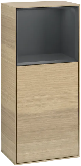 VILLEROY BOCH Boční skříňka Finion, s osvětlením, 1 dvířka, 418 x 936 x 270 mm, dubová dýha / půlnočně modrý matný lak #F500HGPC