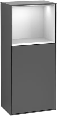 VILLEROY BOCH Boční skříňka Finion, s osvětlením, 1 dveře, 418 x 936 x 270 mm, hedvábně šedý matný lak / zlatý matný lak #F510HFHJ