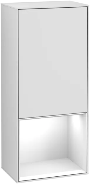 VILLEROY BOCH Boční skříňka Finion, s osvětlením, 1 dveře, 418 x 936 x 270 mm, bílý matný lak / lesklý bílý lak #F540GFMT