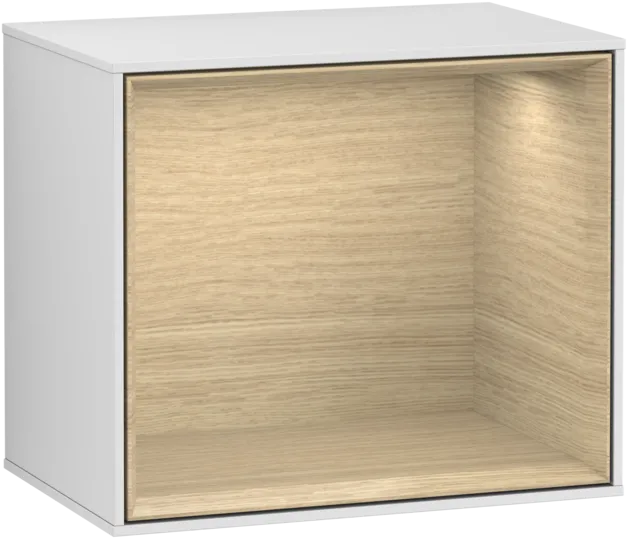 VILLEROY BOCH Policový modul Finion, s osvětlením, 418 x 356 x 270 mm, bílý matný lak / dubová dýha #F580PCMT