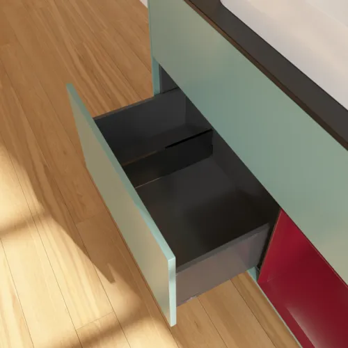 VILLEROY BOCH Toaletní skříňka Finion, s osvětlením, 2 výsuvy, 1000 x 603 x 501 mm, olivový matný lak / pivoňkový matný lak / černé matné sklo #F662HBGM, obrázek 7