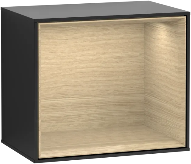 VILLEROY BOCH Policový modul Finion, s osvětlením, 418 x 356 x 270 mm, černý matný lak / dubová dýha #F580PCPD