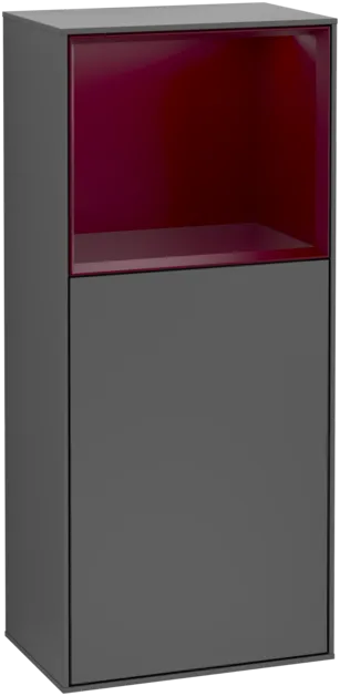VILLEROY BOCH Boční skříňka Finion, s osvětlením, 1 dvířka, 418 x 936 x 270 mm, antracitový matný lak / pivoňkový matný lak #F510HBGK