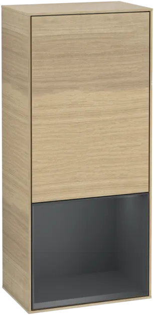 VILLEROY BOCH Boční skříňka Finion, s osvětlením, 1 dvířka, 418 x 936 x 270 mm, dubová dýha / půlnočně modrý matný lak #F540HGPC