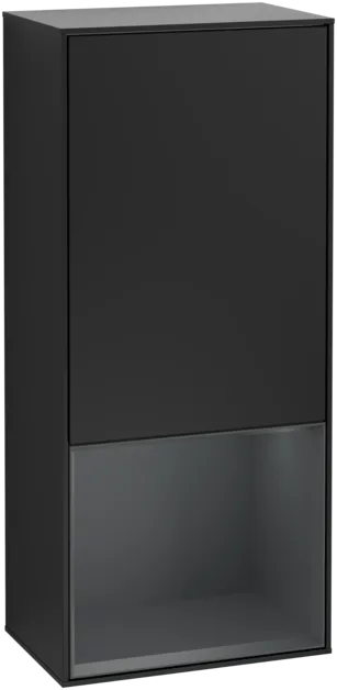 VILLEROY BOCH Boční skříňka Finion, s osvětlením, 1 dveře, 418 x 936 x 270 mm, černý matný lak / půlnoční modrý matný lak #F540HGPD