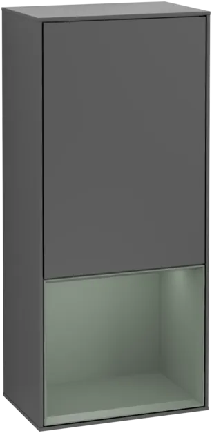 VILLEROY BOCH Boční skříňka Finion, s osvětlením, 1 dveře, 418 x 936 x 270 mm, antracitový matný lak / olivový matný lak #F550GMGK