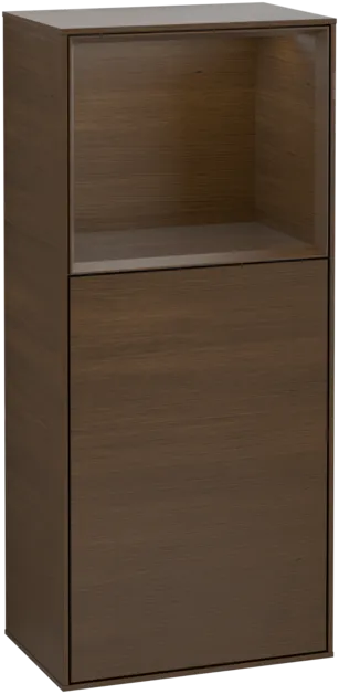 VILLEROY BOCH Boční skříňka Finion, s osvětlením, 1 dvířka, 418 x 936 x 270 mm, ořechová dýha / ořechová dýha #F510GNGN