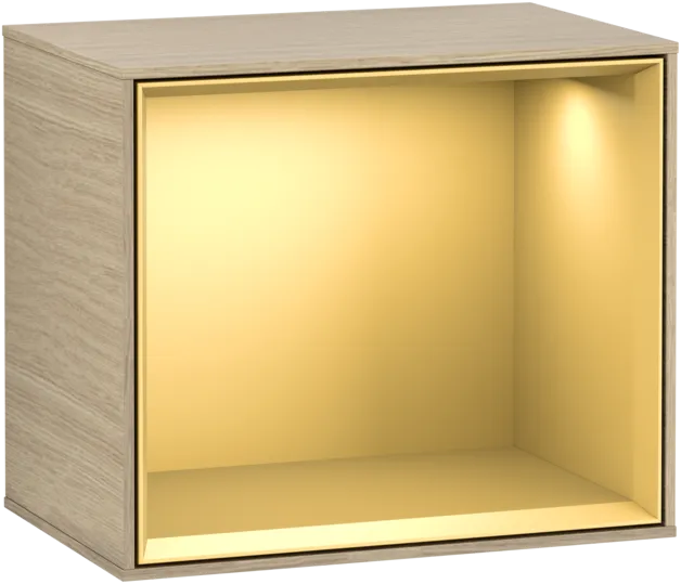 VILLEROY BOCH Policový modul Finion, s osvětlením, 418 x 356 x 270 mm, dubová dýha / zlatý matný lak #F580HFPC