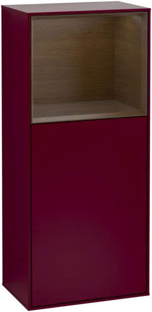 VILLEROY BOCH Boční skříňka Finion, s osvětlením, 1 dvířka, 418 x 936 x 270 mm, matný lak Peony / ořechová dýha #F510GNHB