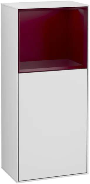 VILLEROY BOCH Boční skříňka Finion, s osvětlením, 1 dveře, 418 x 936 x 270 mm, bílý matný lak / pivoňkový matný lak #F510HBMT