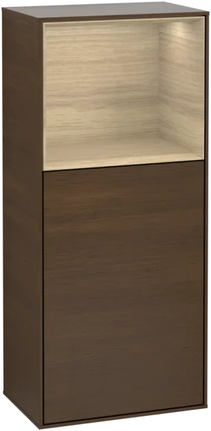 VILLEROY BOCH Boční skříňka Finion, s osvětlením, 1 dvířka, 418 x 936 x 270 mm, ořechová dýha / dubová dýha #F500PCGN
