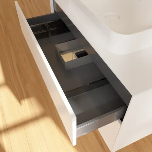 VILLEROY BOCH Toaletní skříňka Finion, s osvětlením, 2 výsuvy, 1000 x 603 x 501 mm, bílý matný lak / dubová dýha / sklo bílé matné #F651PCMT, obrázek 8