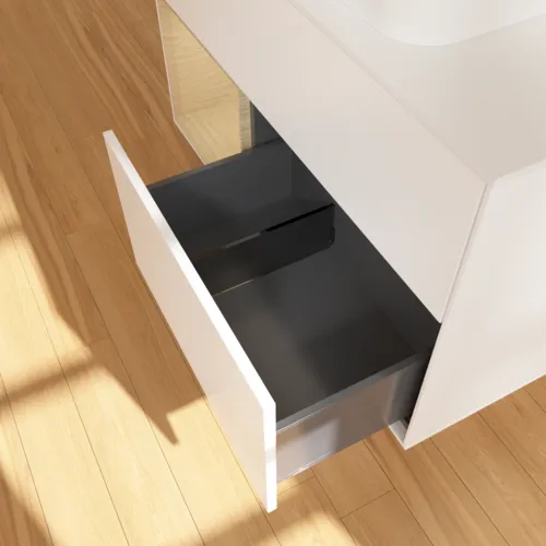 VILLEROY BOCH Toaletní skříňka Finion, s osvětlením, 2 výsuvy, 1000 x 603 x 501 mm, bílý matný lak / dubová dýha / sklo bílé matné #F651PCMT, obrázek 7