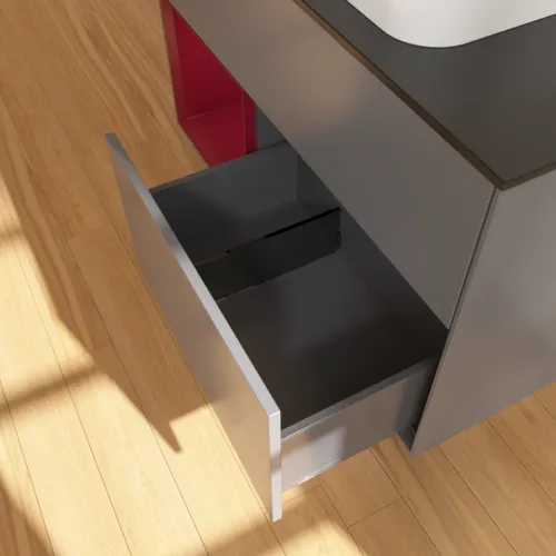 VILLEROY BOCH Toaletní skříňka Finion, s osvětlením, 2 výsuvy, 1000 x 603 x 501 mm, antracitový matný lak / pivoňkový matný lak / černé matné sklo #F652HBGK, obrázek 7