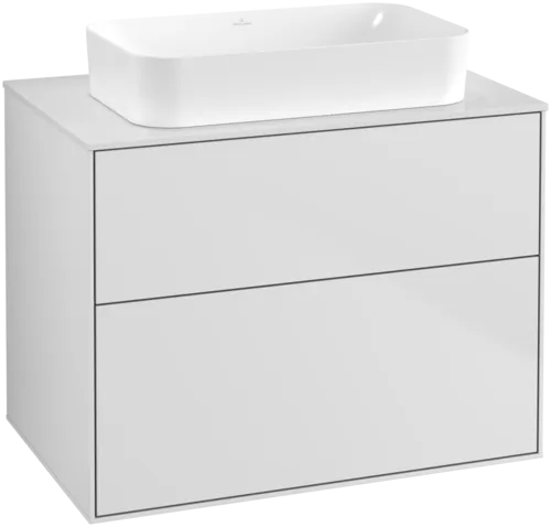 VILLEROY BOCH Toaletní skříňka Finion, 2 výsuvy, 800 x 603 x 501 mm, bílý matný lak / sklo bílé matné #F63100MT