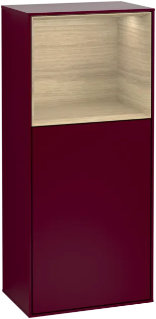 VILLEROY BOCH Boční skříňka Finion, s osvětlením, 1 dvířka, 418 x 936 x 270 mm, matný lak Peony / dubová dýha #F500PCHB
