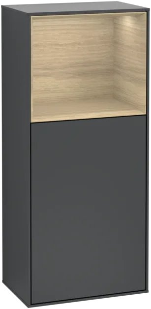 VILLEROY BOCH Boční skříňka Finion, s osvětlením, 1 dvířka, 418 x 936 x 270 mm, matný lak Midnight Blue / dubová dýha #F500PCHG