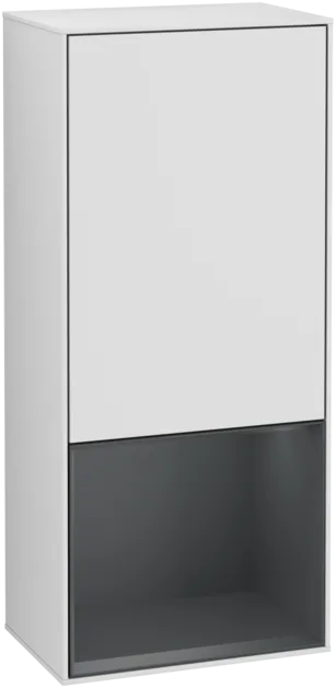VILLEROY BOCH Boční skříňka Finion, s osvětlením, 1 dveře, 418 x 936 x 270 mm, bílý matný lak / půlnoční modrý matný lak #F540HGMT