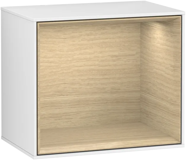 VILLEROY BOCH Policový modul Finion, s osvětlením, 418 x 356 x 270 mm, lesklý bílý lak / dubová dýha #F580PCGF