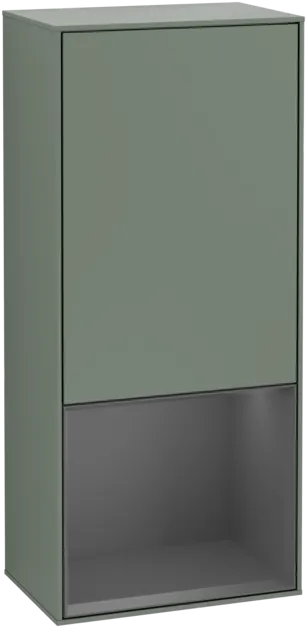 VILLEROY BOCH Boční skříňka Finion, s osvětlením, 1 dveře, 418 x 936 x 270 mm, olivový matný lak / antracitový matný lak #F550GKGM
