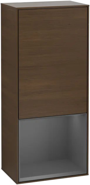 VILLEROY BOCH Boční skříňka Finion, s osvětlením, 1 dvířka, 418 x 936 x 270 mm, ořechová dýha / antracitový matný lak #F550GKGN