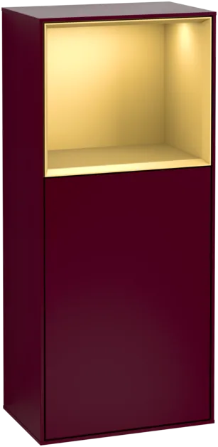 VILLEROY BOCH Boční skříňka Finion, s osvětlením, 1 dvířka, 418 x 936 x 270 mm, matný lak Peony / matný zlatý lak #F510HFHB