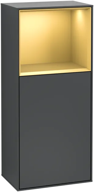 VILLEROY BOCH Boční skříňka Finion, s osvětlením, 1 dvířka, 418 x 936 x 270 mm, Midnight Blue Matt Lacquer / Gold Matt Lacquer #F510HFHG