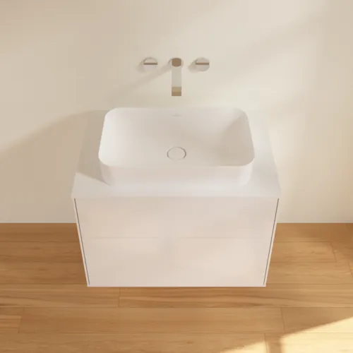 VILLEROY BOCH Toaletní skříňka Finion, 2 výsuvy, 800 x 603 x 501 mm, lesklý bílý lak / sklo bílé matné #F63100GF, obrázek 4