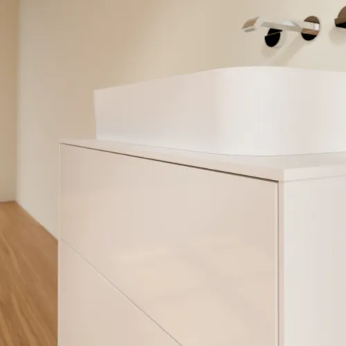 VILLEROY BOCH Toaletní skříňka Finion, 2 výsuvy, 800 x 603 x 501 mm, lesklý bílý lak / sklo bílé matné #F63100GF, obrázek 5