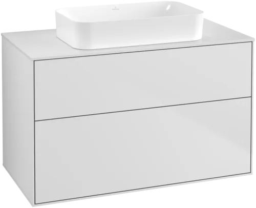 VILLEROY BOCH Toaletní skříňka Finion, 2 výsuvy, 1000 x 603 x 501 mm, bílý matný lak / sklo bílé matné #F64100MT