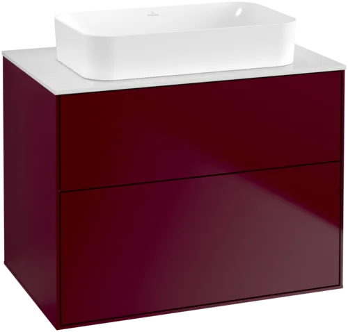 VILLEROY BOCH Toaletní skříňka Finion, 2 výsuvy, 800 x 603 x 501 mm, Peony Matt Lacquer / Glass White Matt #F63100HB