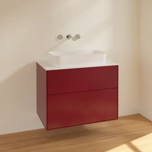 VILLEROY BOCH Toaletní skříňka Finion, 2 výsuvy, 800 x 603 x 501 mm, Peony Matt Lacquer / Glass White Matt #F63100HB, obrázek 2