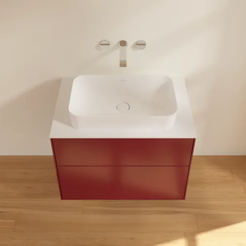 VILLEROY BOCH Toaletní skříňka Finion, 2 výsuvy, 800 x 603 x 501 mm, Peony Matt Lacquer / Glass White Matt #F63100HB, obrázek 4