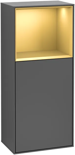 VILLEROY BOCH Boční skříňka Finion, s osvětlením, 1 dveře, 418 x 936 x 270 mm, antracitový matný lak / zlatý matný lak #F510HFGK