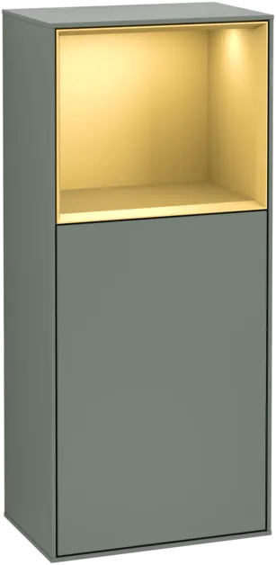 VILLEROY BOCH Boční skříňka Finion, s osvětlením, 1 dveře, 418 x 936 x 270 mm, olivový matný lak / zlatý matný lak #F510HFGM