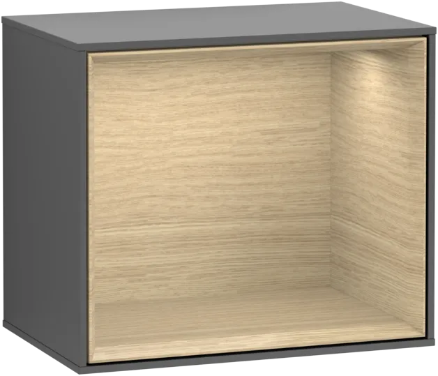 VILLEROY BOCH Policový modul Finion, s osvětlením, 418 x 356 x 270 mm, antracitový matný lak / dubová dýha #F580PCGK